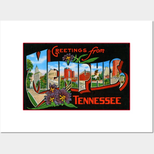 Greetings from Memphis, Tennessee - Vintage Large Letter Postcard Wall Art by Naves